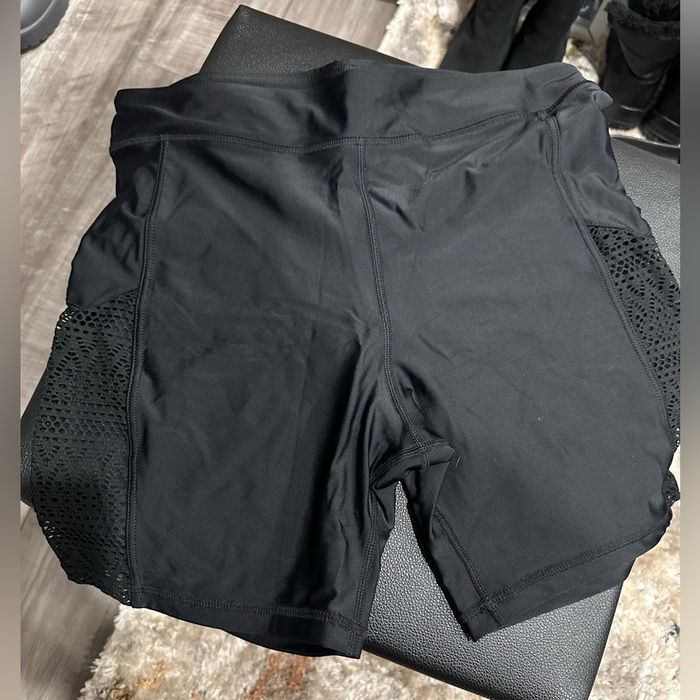 NWT Black w/lace swim shorts